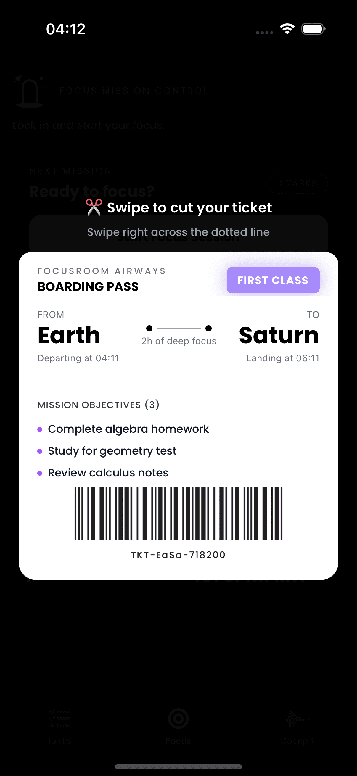 Board your focus spaceship