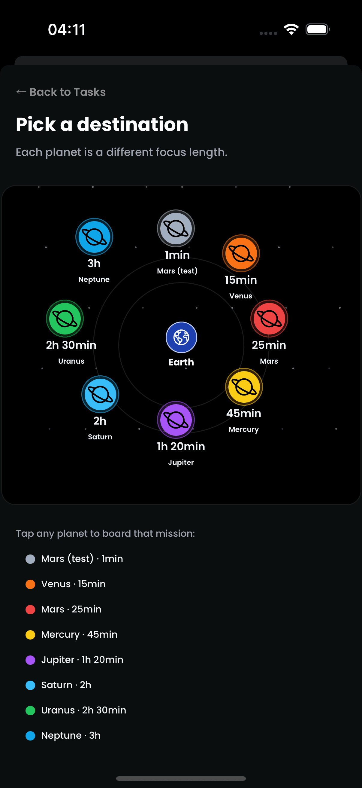 Pick your destination